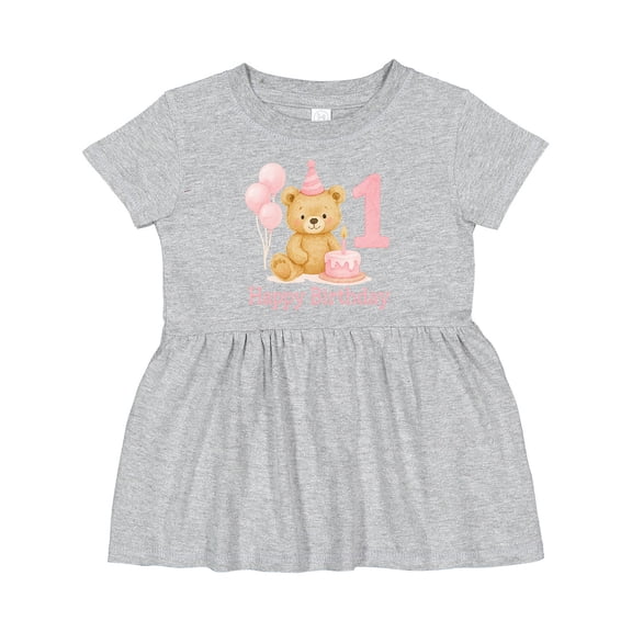 Inktastic Cute Teddy Bear 1st Birthday Party Girls Baby Dress