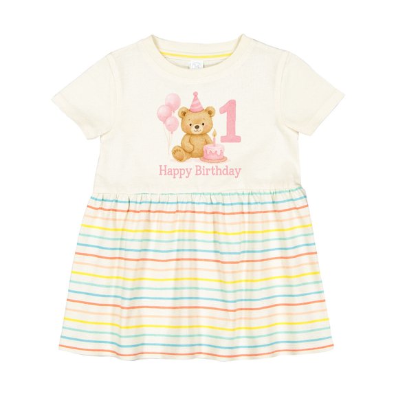 Inktastic Cute Teddy Bear 1st Birthday Party Girls Baby Dress