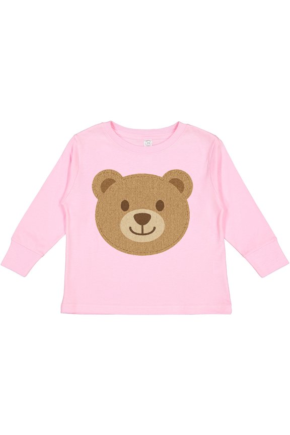 Cute Teddy Bear Face for Kids Boys or Girls Long Sleeve Toddler T-Shirt