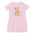 thumbnail image 1 of Inktastic Cute Teddy Bear Holding Flowers Girls Toddler Dress, 1 of 5