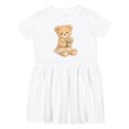 thumbnail image 1 of Inktastic Cute Teddy Bear Holding Flowers Girls Toddler Dress, 1 of 5