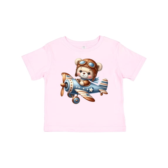 Inktastic Cute Teddy Bear Pilot in Airplane Boys or Girls Baby T-Shirt
