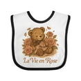 thumbnail image 1 of Inktastic Cute Teddy Bear 'la Vie En Rose' Floral Art Boys or Girls Baby Bib, 1 of 4