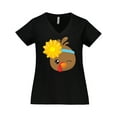 thumbnail image 1 of Inktastic Cute Turkey, Brown Turkey, Turkey with Sunflower Women's Plus Size V-Neck T-Shirt, 1 of 5