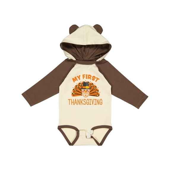 Inktastic Cute Turkey My 1st Thanksgiving Boys or Girls Long Sleeve Baby Bodysuit