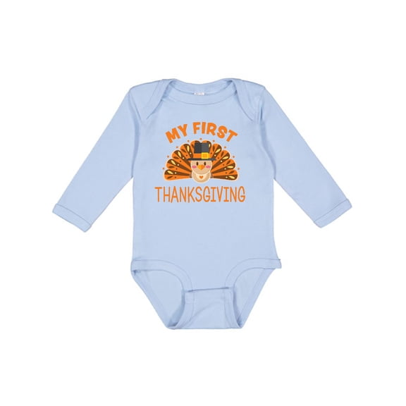 Inktastic Cute Turkey My 1st Thanksgiving Boys or Girls Long Sleeve Baby Bodysuit
