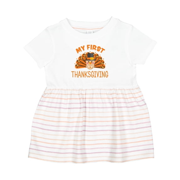 Inktastic Cute Turkey My 1st Thanksgiving Girls Baby Dress