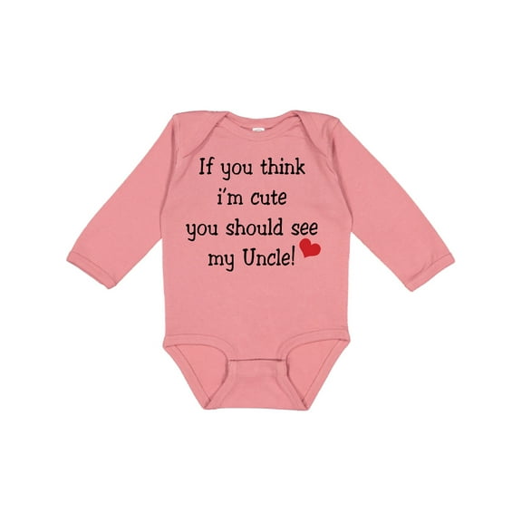 Inktastic Cute Uncle Boys or Girls Long Sleeve Baby Bodysuit