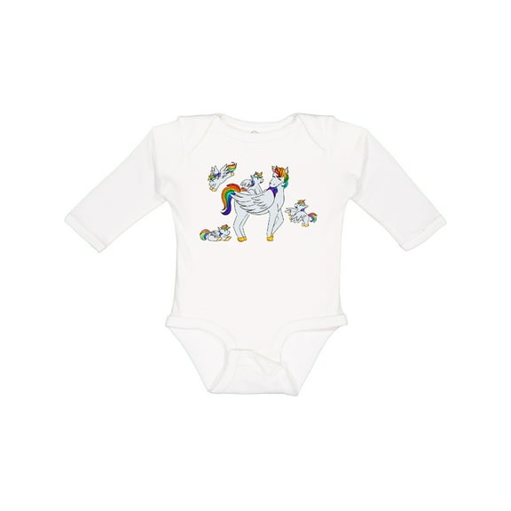 Inktastic Cute Unicorn Family Boys or Girls Long Sleeve Baby Bodysuit