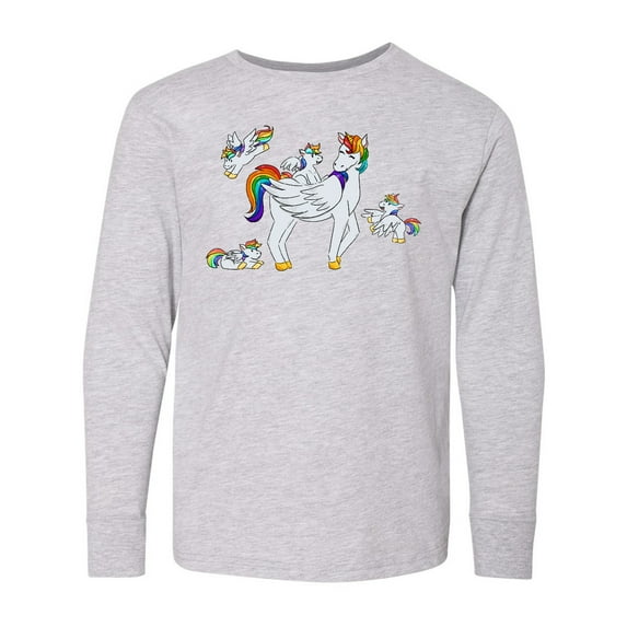 Inktastic Cute Unicorn Family Long Sleeve Youth T-Shirt