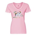 thumbnail image 1 of Inktastic Cute Unicorn Family Women's V-Neck T-Shirt, 1 of 5
