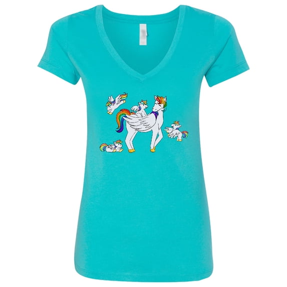 Inktastic Cute Unicorn Family Women's V-Neck T-Shirt