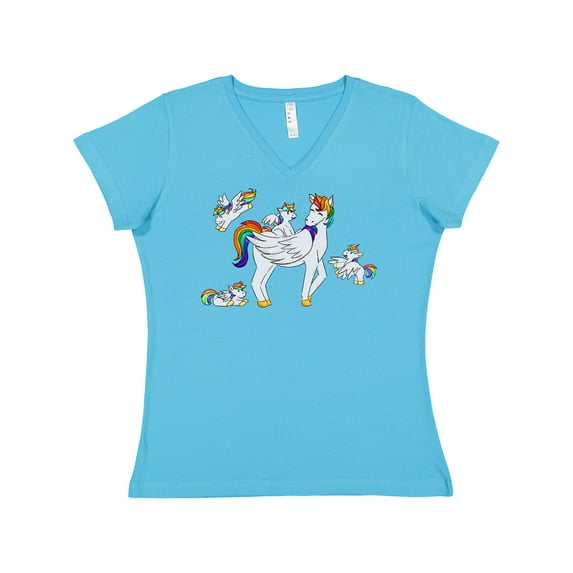 Inktastic Cute Unicorn Family Women's V-Neck T-Shirt