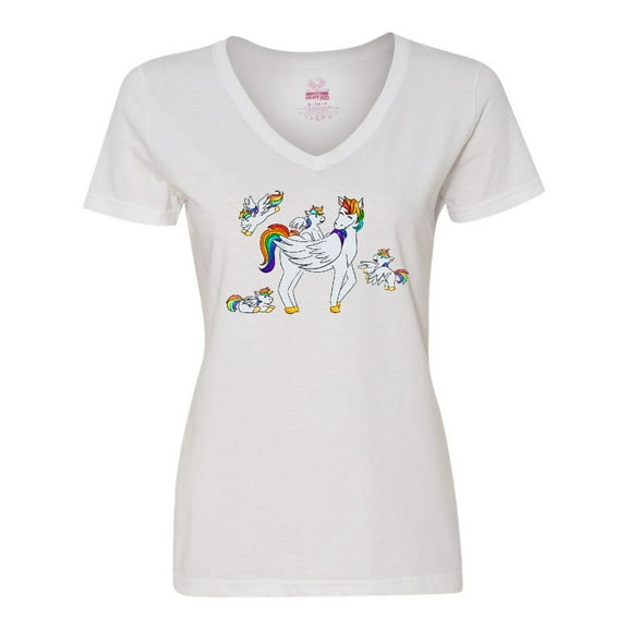 Inktastic Cute Unicorn Family Women's V-Neck T-Shirt
