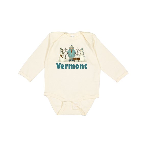 Inktastic Cute Vermont Snow Kids Boys or Girls Long Sleeve Baby Bodysuit