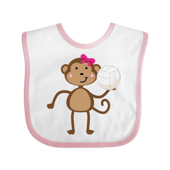 Inktastic Cute Volleyball Girl Monkey Girls Baby Bib