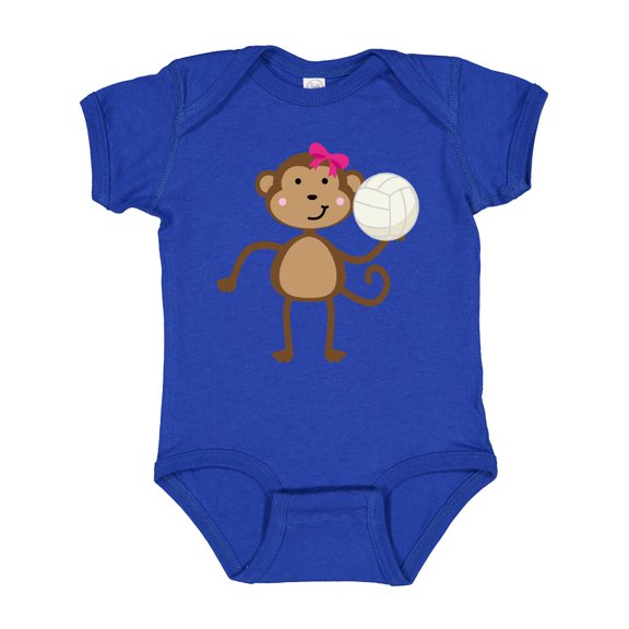 Inktastic Cute Volleyball Girl Monkey Girls Baby Bodysuit