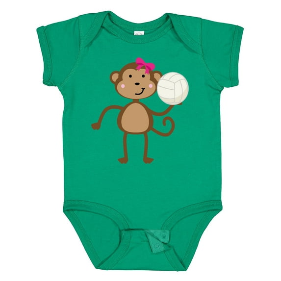 Inktastic Cute Volleyball Girl Monkey Girls Baby Bodysuit
