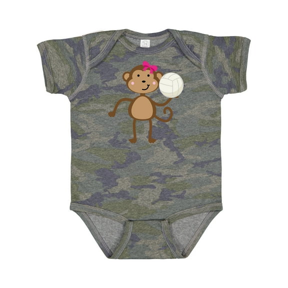 Inktastic Cute Volleyball Girl Monkey Girls Baby Bodysuit