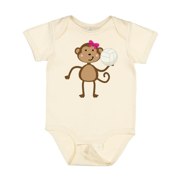 Inktastic Cute Volleyball Girl Monkey Girls Baby Bodysuit