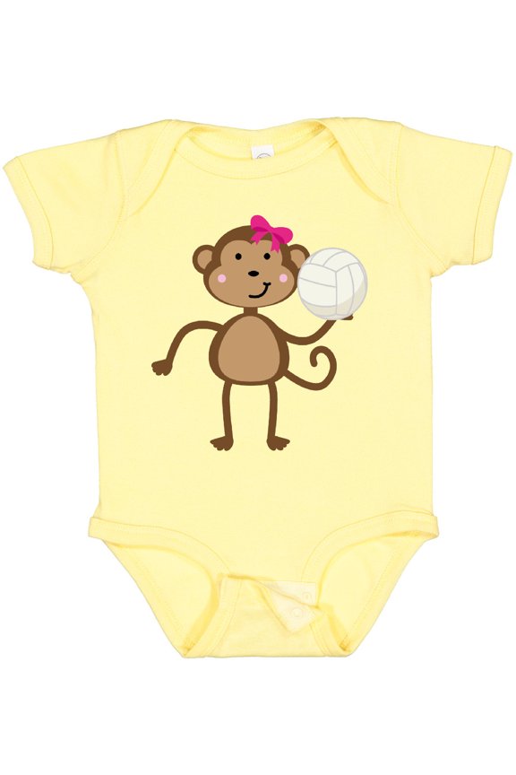 Cute Volleyball Girl Monkey Girls Baby Bodysuit