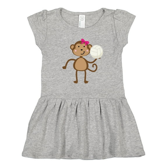 Inktastic Cute Volleyball Girl Monkey Girls Toddler Dress
