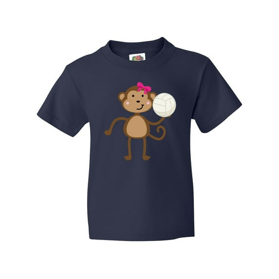 Inktastic Cute Volleyball Girl Monkey Youth T-Shirt