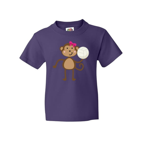Inktastic Cute Volleyball Girl Monkey Youth T-Shirt