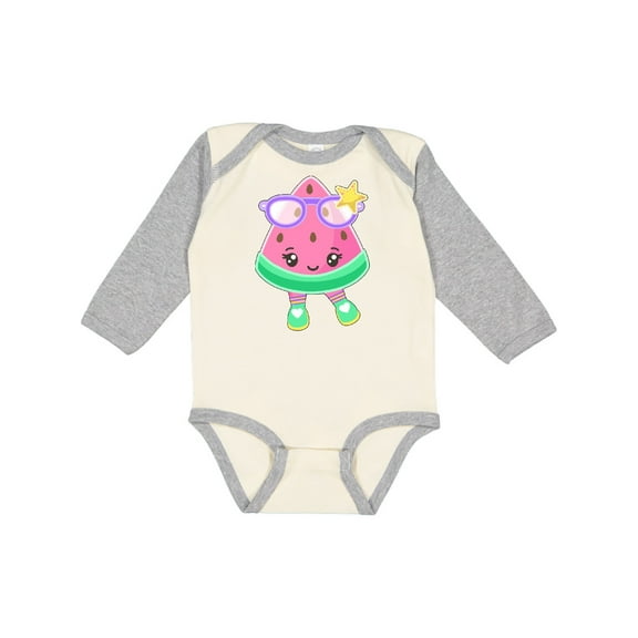 Inktastic Cute Watermelon with Sunglasses Boys or Girls Long Sleeve Baby Bodysuit