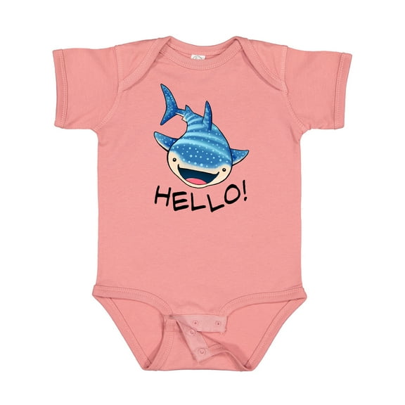 Inktastic Cute Whale Shark Says Hello Boys or Girls Baby Bodysuit