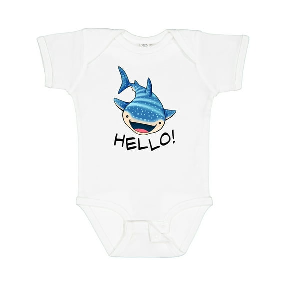 Inktastic Cute Whale Shark Says Hello Boys or Girls Baby Bodysuit