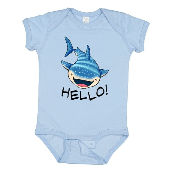 Inktastic Cute Whale Shark Says Hello Boys or Girls Baby Bodysuit