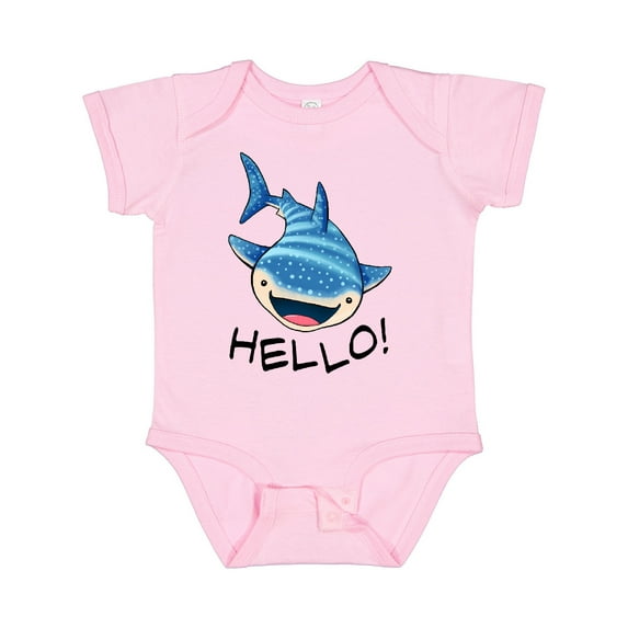 Inktastic Cute Whale Shark Says Hello Boys or Girls Baby Bodysuit