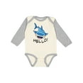 thumbnail image 1 of Inktastic Cute Whale Shark Says Hello Boys or Girls Long Sleeve Baby Bodysuit, 1 of 5