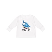 Inktastic Cute Whale Shark Says Hello Boys or Girls Long Sleeve Toddler T-Shirt