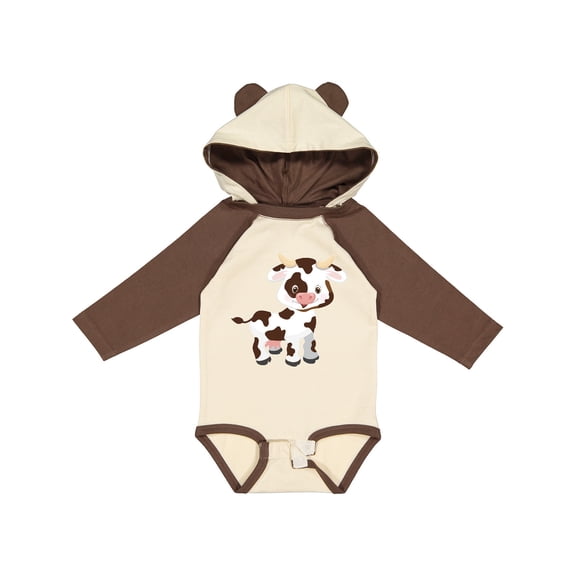 Inktastic Cute White Holstein Cow with Brown Spots Boys or Girls Long Sleeve Baby Bodysuit