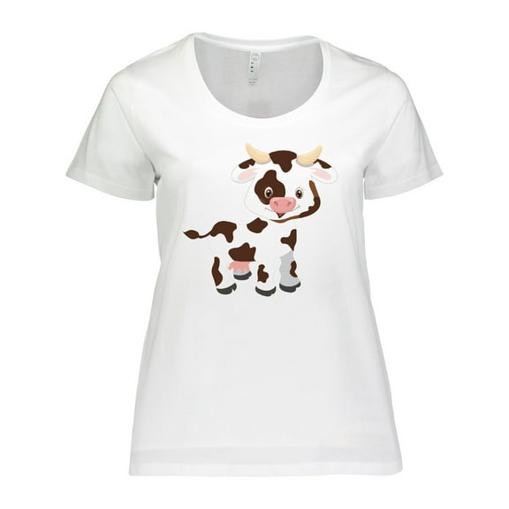 Inktastic Cute White Holstein Cow with Brown Spots Women's Plus Size T-Shirt