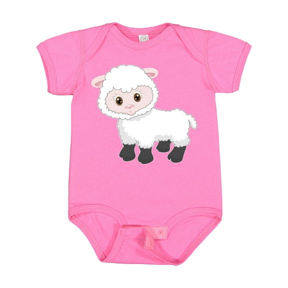 Inktastic Cute White Lamb Boys or Girls Baby Bodysuit