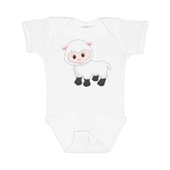 Inktastic Cute White Lamb Boys or Girls Baby Bodysuit
