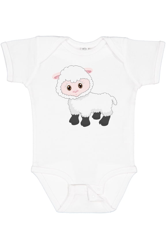 Cute White Lamb Boys or Girls Baby Bodysuit