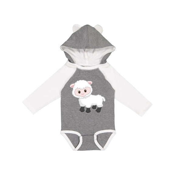 Inktastic Cute White Lamb Boys or Girls Long Sleeve Baby Bodysuit