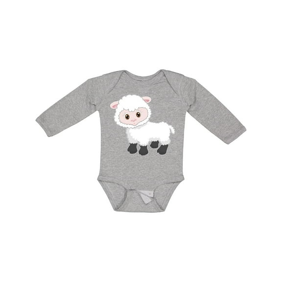 Inktastic Cute White Lamb Boys or Girls Long Sleeve Baby Bodysuit