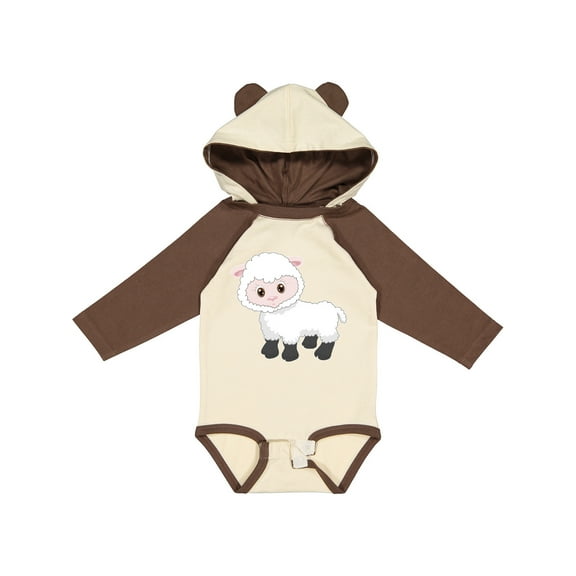 Inktastic Cute White Lamb Boys or Girls Long Sleeve Baby Bodysuit