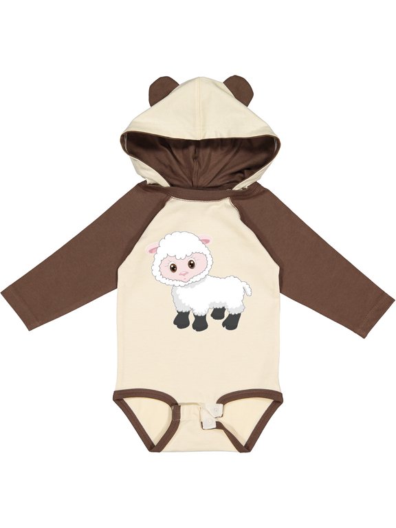 Inktastic Cute White Lamb Boys or Girls Long Sleeve Baby Bodysuit