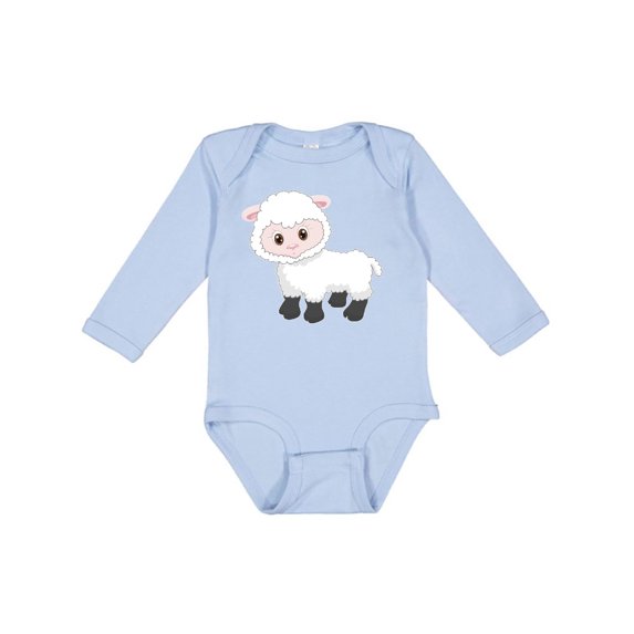 Inktastic Cute White Lamb Boys or Girls Long Sleeve Baby Bodysuit