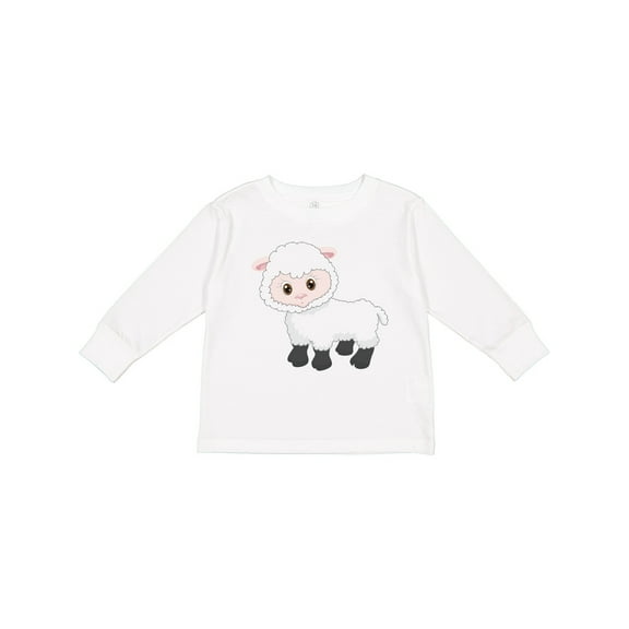 Inktastic Cute White Lamb Boys or Girls Long Sleeve Toddler T-Shirt