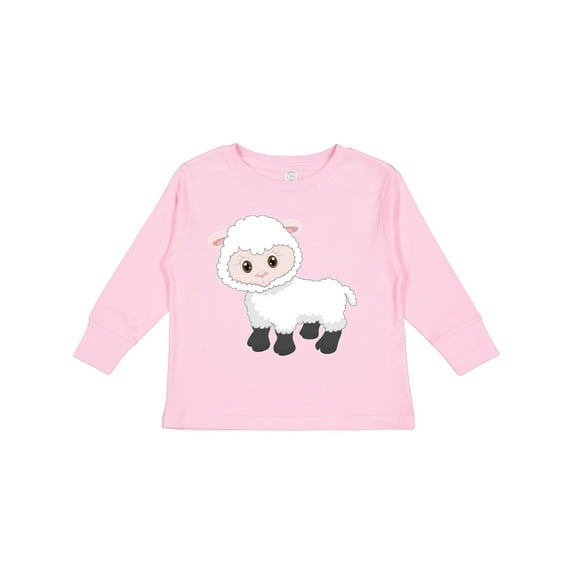 Inktastic Cute White Lamb Boys or Girls Long Sleeve Toddler T-Shirt