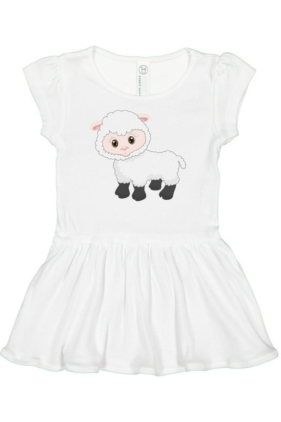 Cute White Lamb Girls Baby Dress