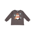 thumbnail image 1 of Inktastic Cute Winter Penguin in Hat and Scarf with Snowflakes Boys or Girls Long Sleeve Toddler T-Shirt, 1 of 5