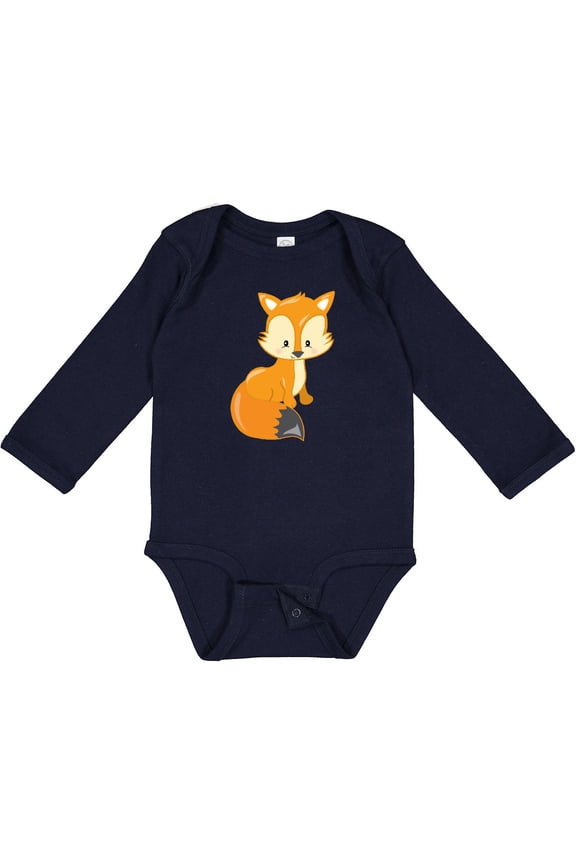 Cute Woodland Animal Fox Boys or Girls Long Sleeve Baby Bodysuit